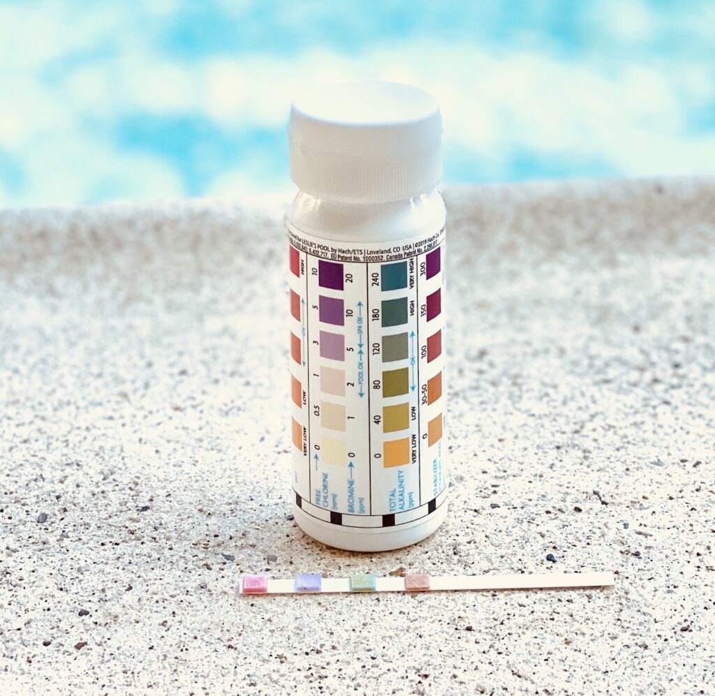 Pool and Spa chemical test strips. Clean fresh safe water.